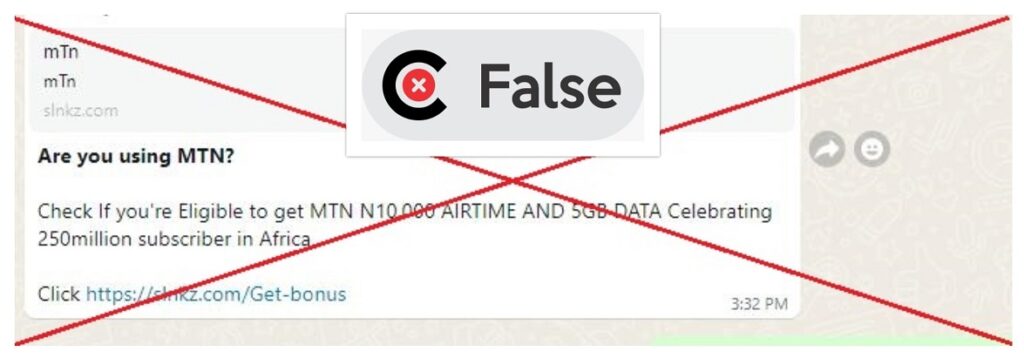 A image showing  phishing message