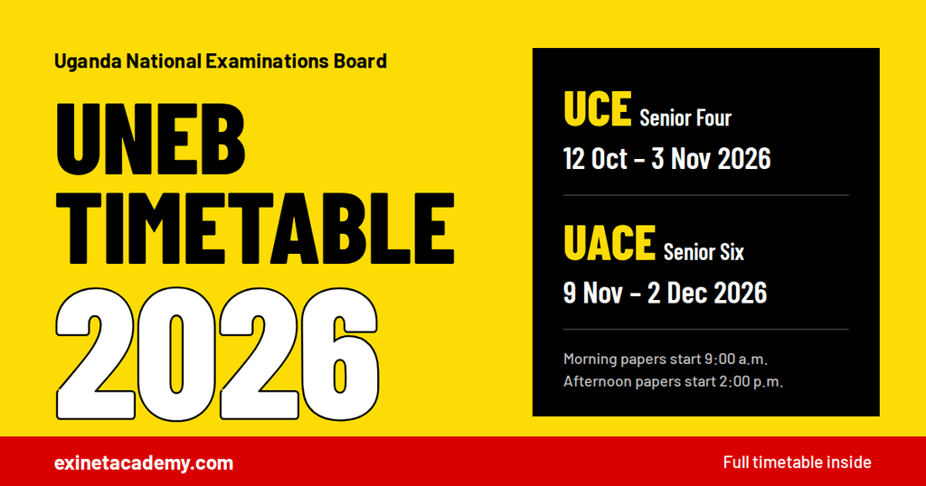 UNEB timetable 2026 UCE and UACE