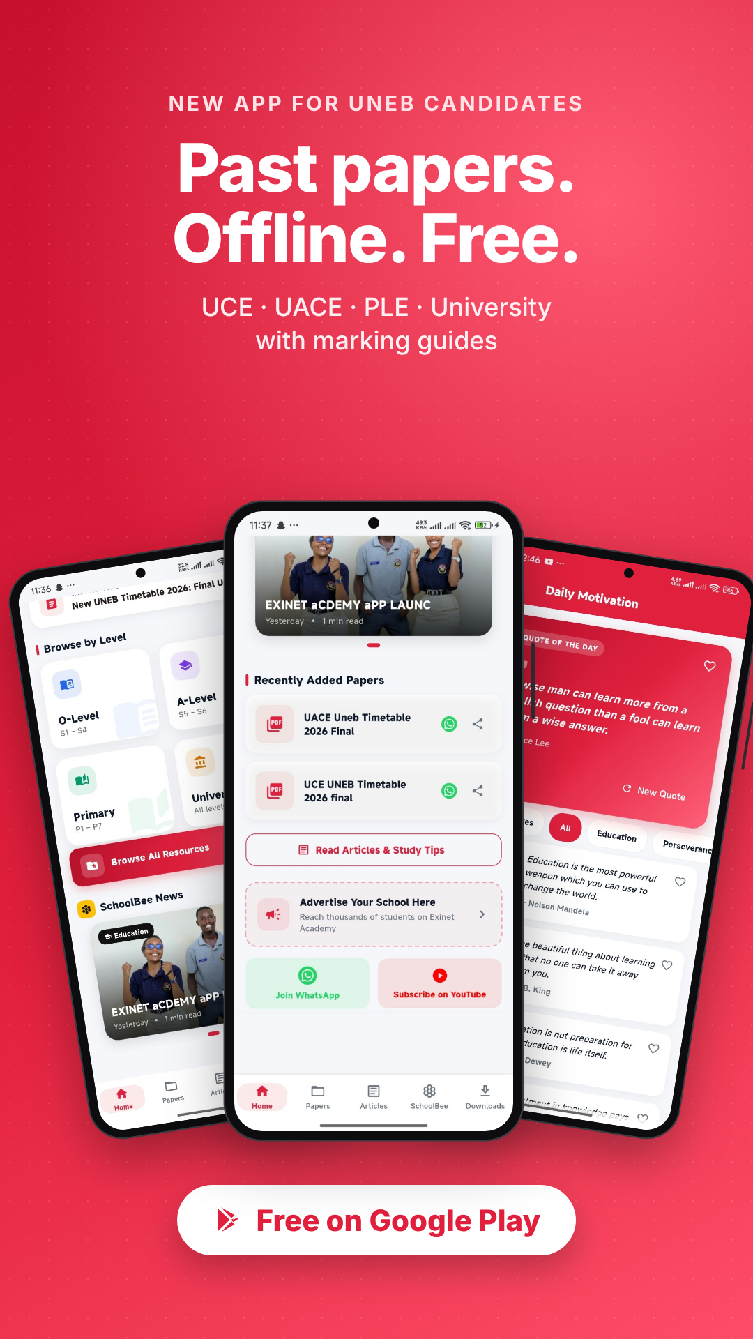 Exinet Academy App 2026: Free UCE and UACE Papers